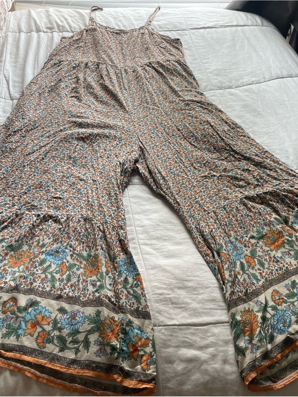 Natural Life Zoe Ditsy Floral Wide Leg Flare Jumpsuit Small Boho Festival Retro - Picture 2 of 8